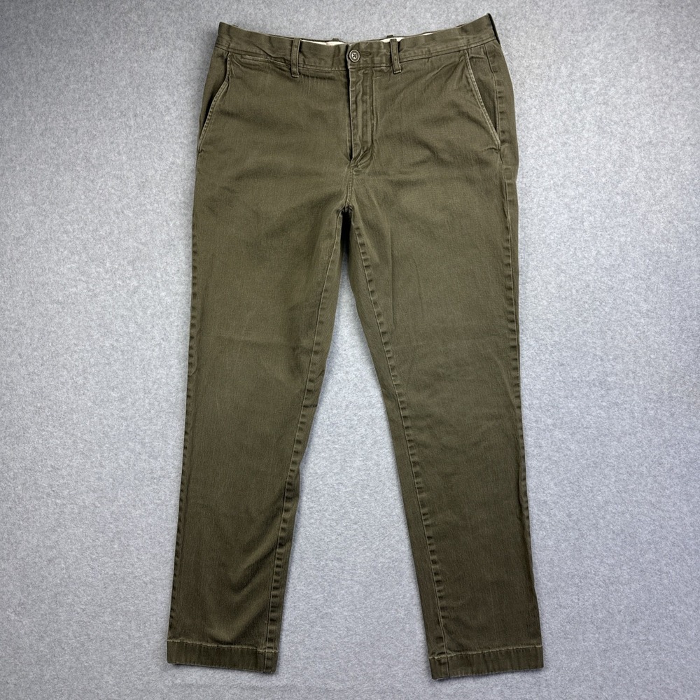 J Crew Men's 770 Stretch Pants 4 Pocket Olive Green Size 33x32 Style‎ E1590
